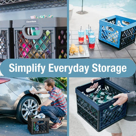CleverMade interlock-enabled stackable crate captures stable vertical storage for home, office, or dorm.