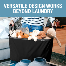 CleverMade Laundry Basket base stays upright during loading.
