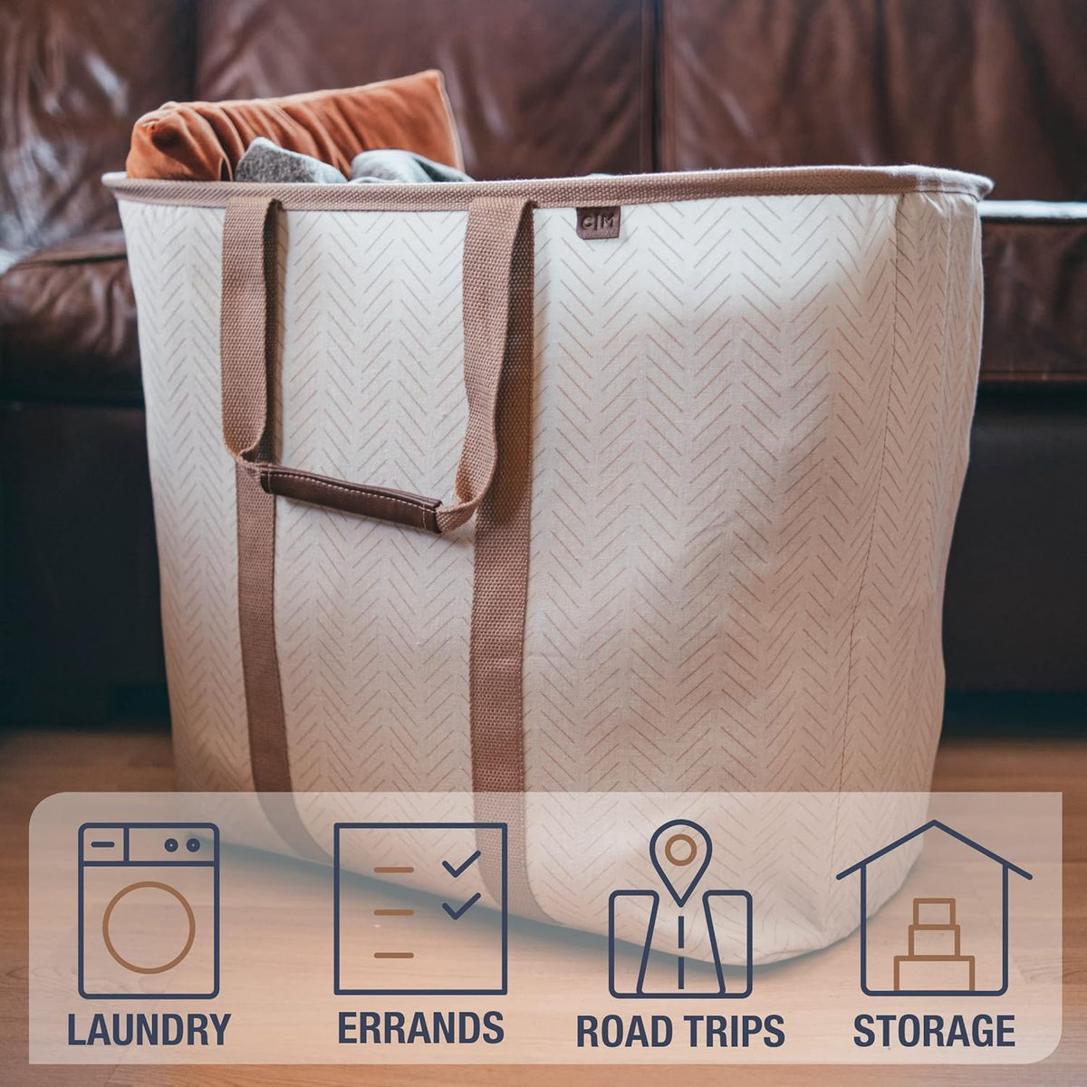 CleverMade Laundry Caddy with reinforced rim and sturdy handles for durability.