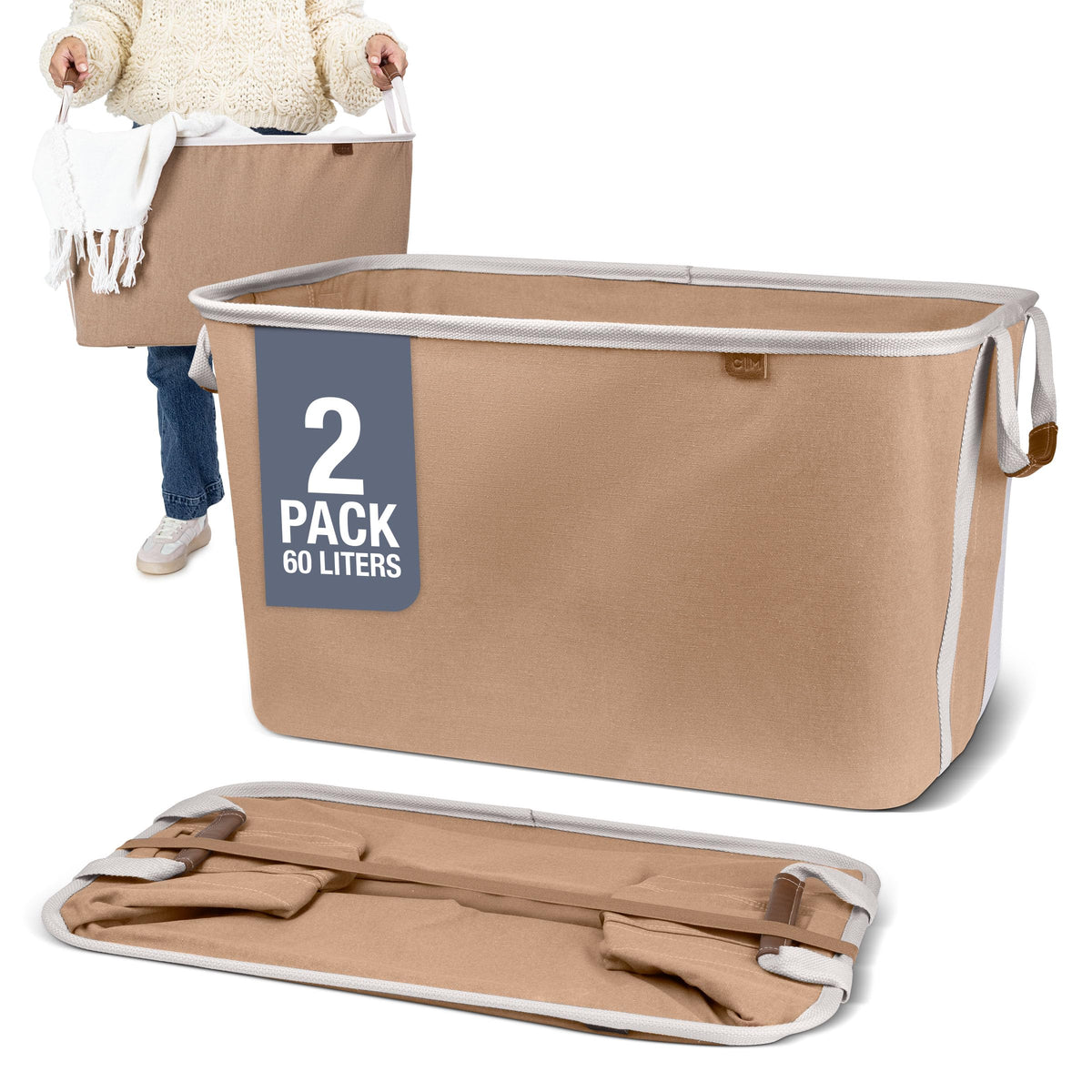 CleverMade LUXE basket open view showing 60L capacity for full loads