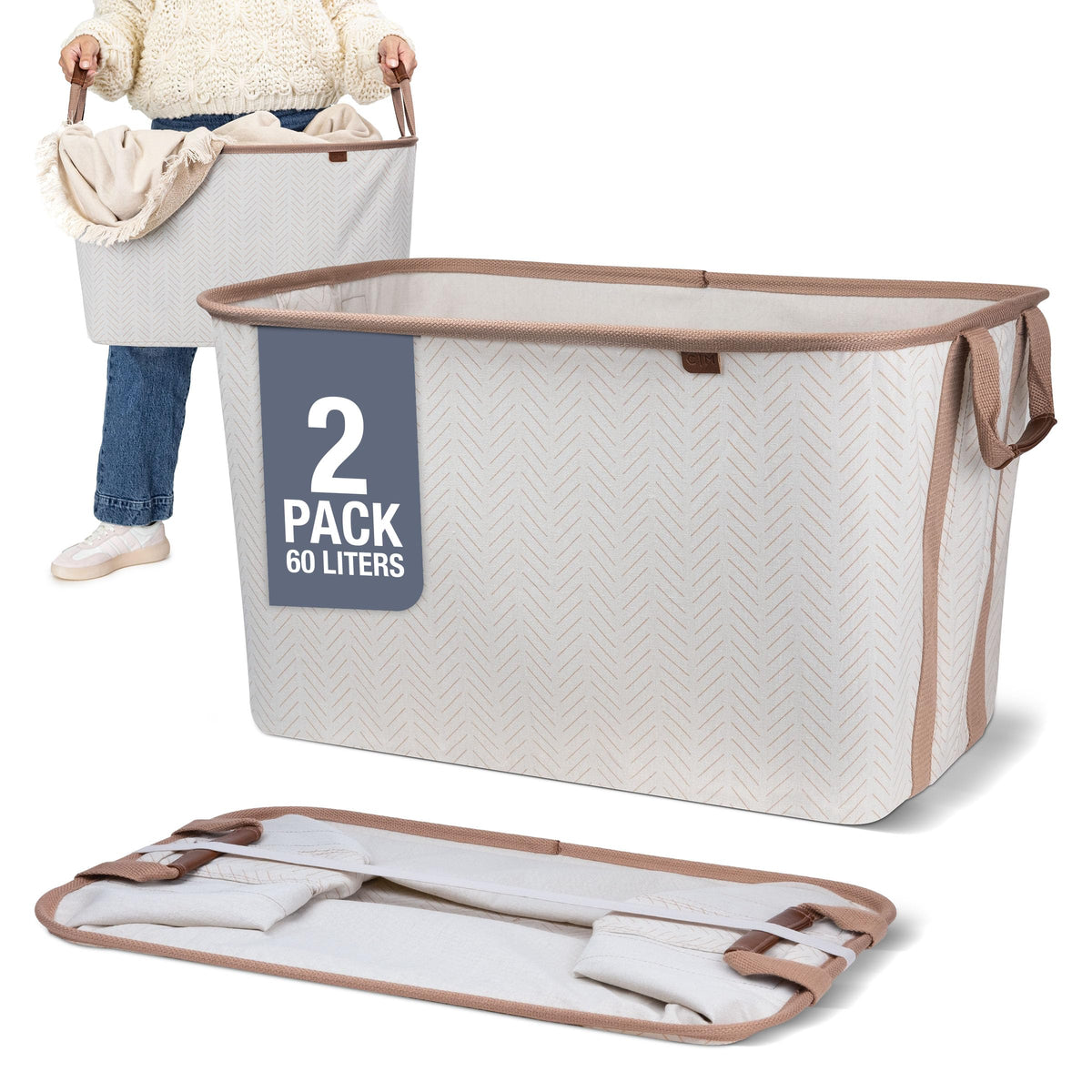 CleverMade LUXE basket fold-flat close-up for space saving
