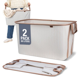 CleverMade LUXE basket fold-flat close-up for space saving