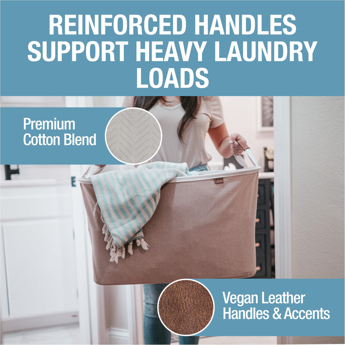 CleverMade LUXE reinforced handles for easy lifting