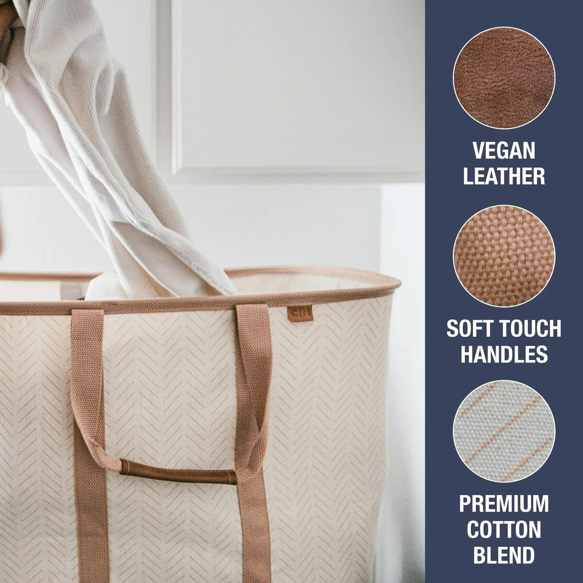 CleverMade Luxe Cream Herringbone two-pack offers convenient home organization.