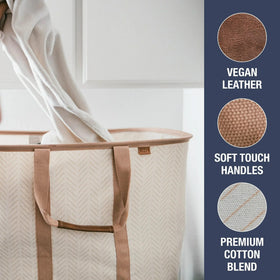 CleverMade Luxe Cream Herringbone two-pack offers convenient home organization.