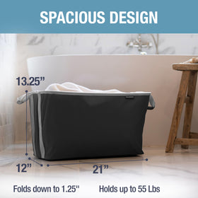 CleverMade Two-pack Laundry Basket with reinforced handles for easy carrying.