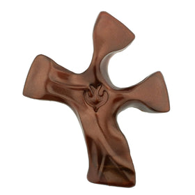 Clinging Cross mahogany First Communion keepsake.