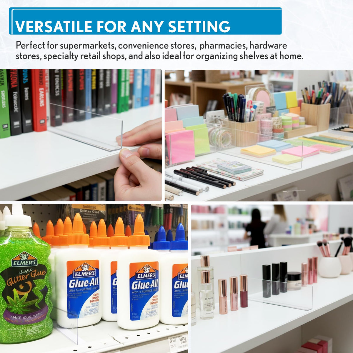 Clip Strip durable clear plastic divider suitable for bulk retail use