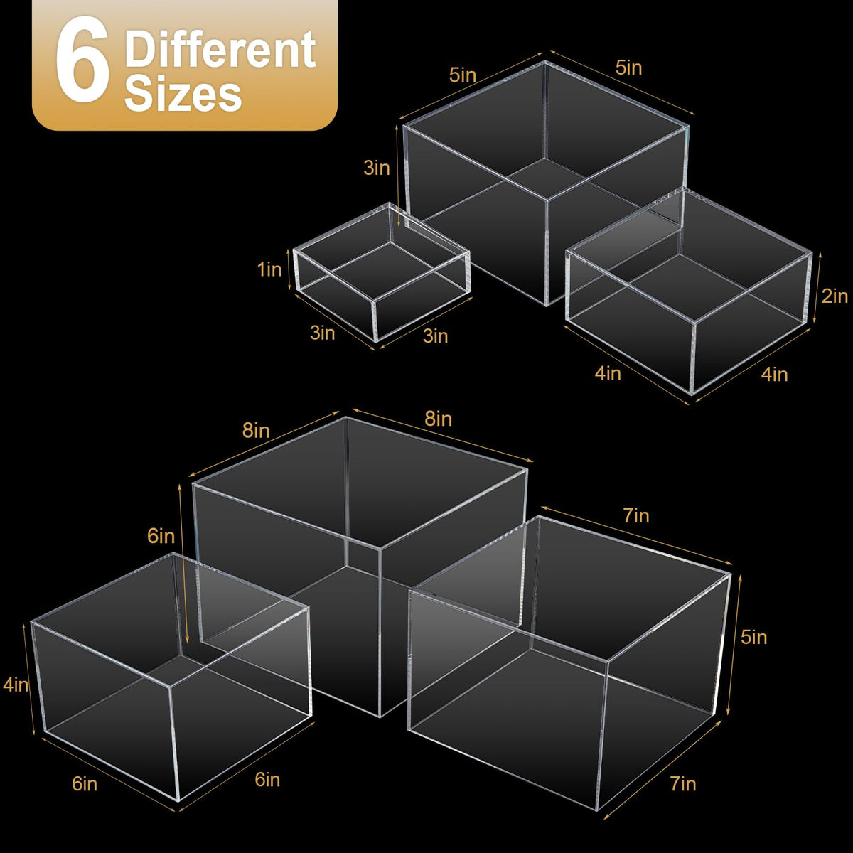 Cliselda clear display box 5x5x3 inch, ideal for cosmetics and small items.