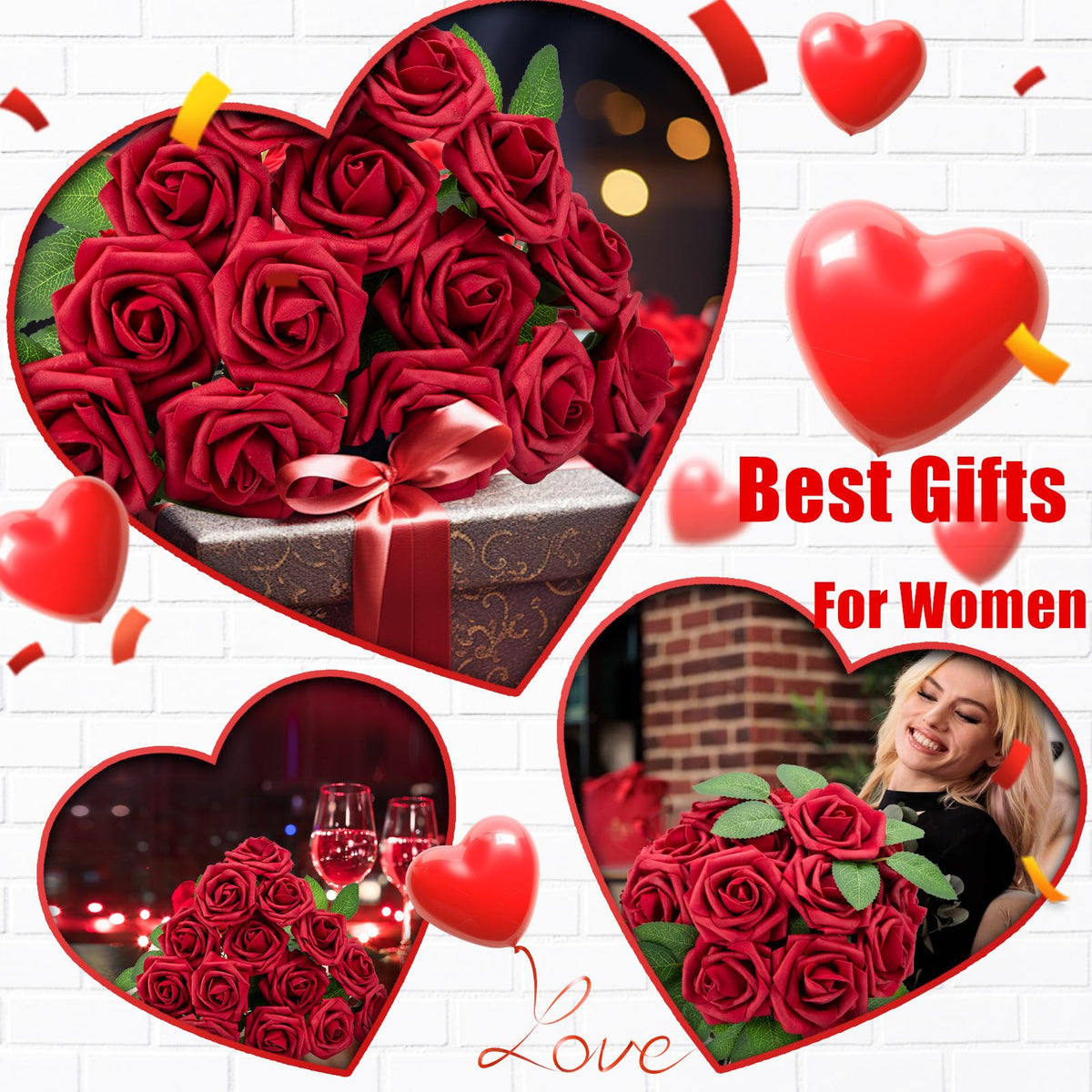 Cliselda red foam rose stems, 8 inches long, bendable for arches and garlands.