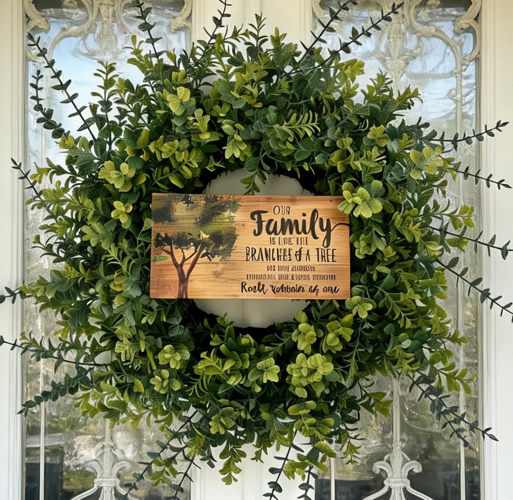 Cllenarun eucalyptus-boxwood wreath front door adds vibrant, durable curb appeal outdoors