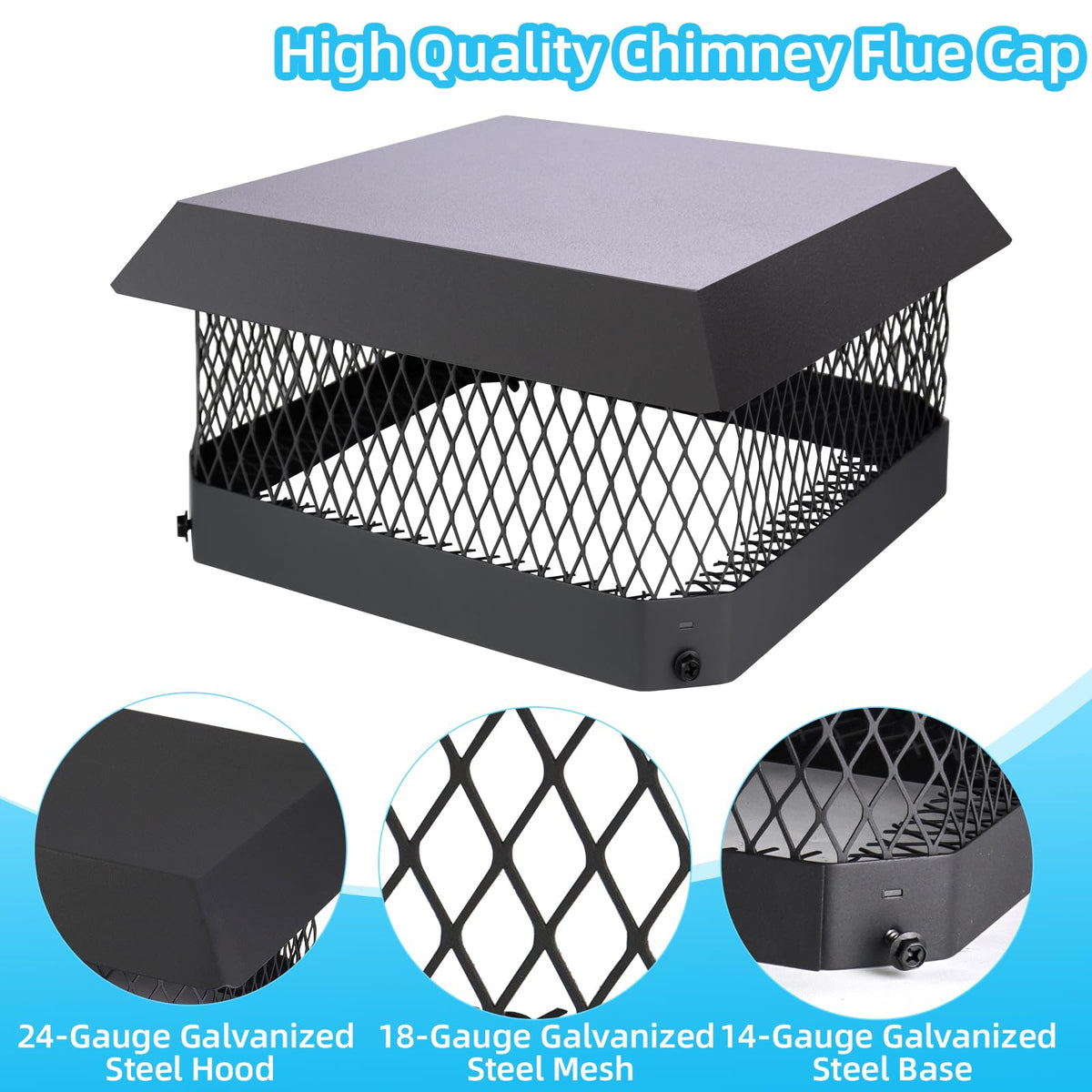CLLOMAGY 13x13 chimney cap tile-fit covers square outdoor flues securely.
