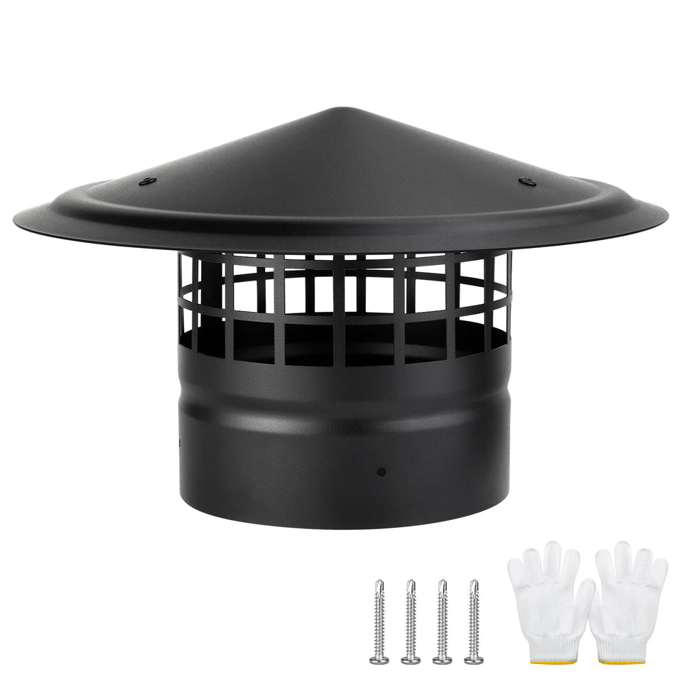 CLLOMAGY 6-inch round chimney cap with screen protects the flue while improving airflow.