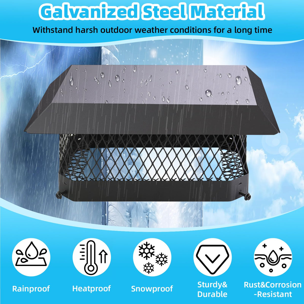 CLLOMAGY chimney cap hood shields weather while maintaining airflow for outdoor fires.