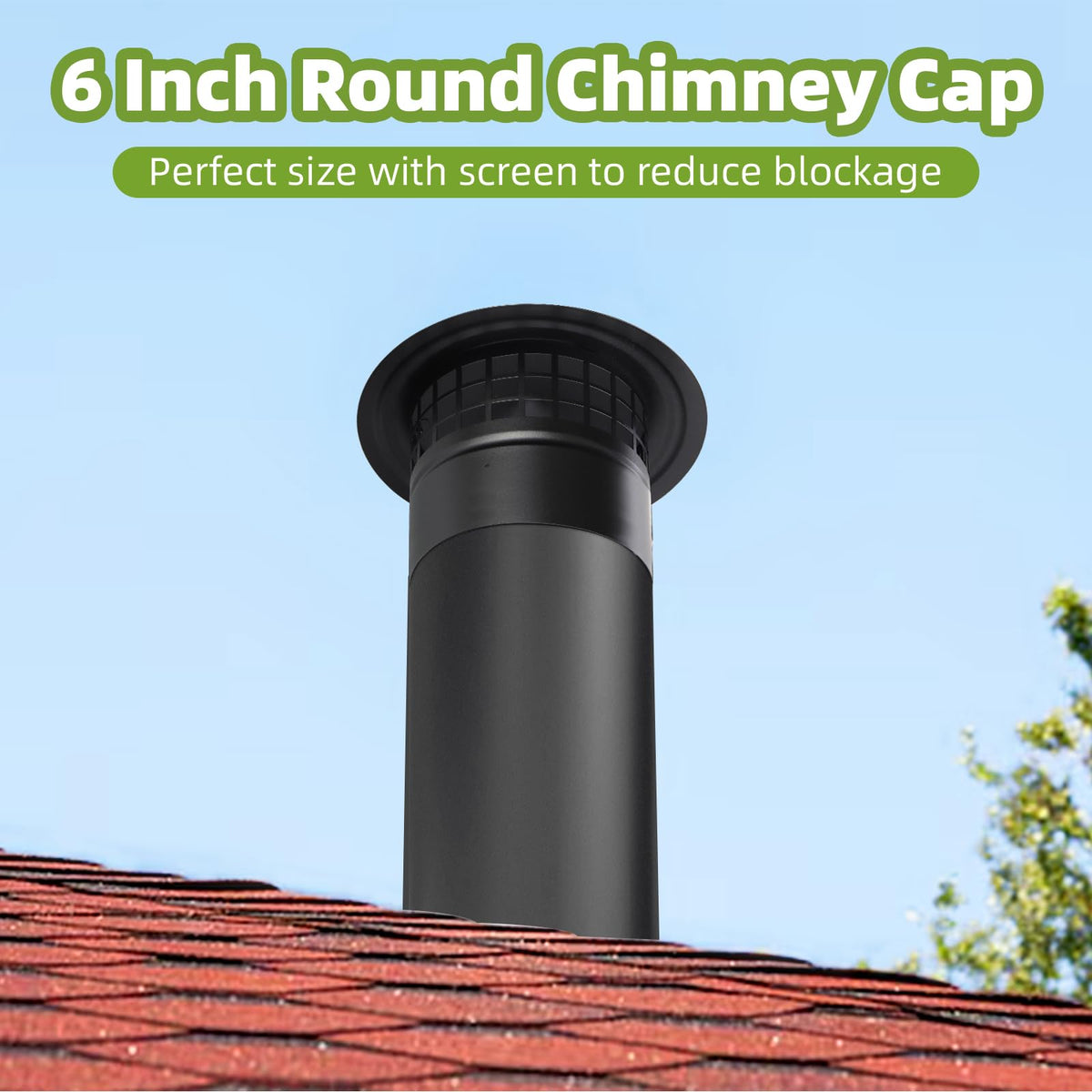 CLLOMAGY cone top chimney cap closeup highlighting durable construction and screen.