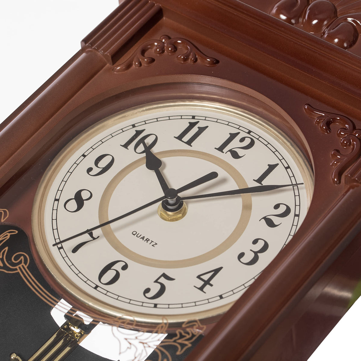 Clockswise living room wall clock in setup, serves as a focal decor piece.