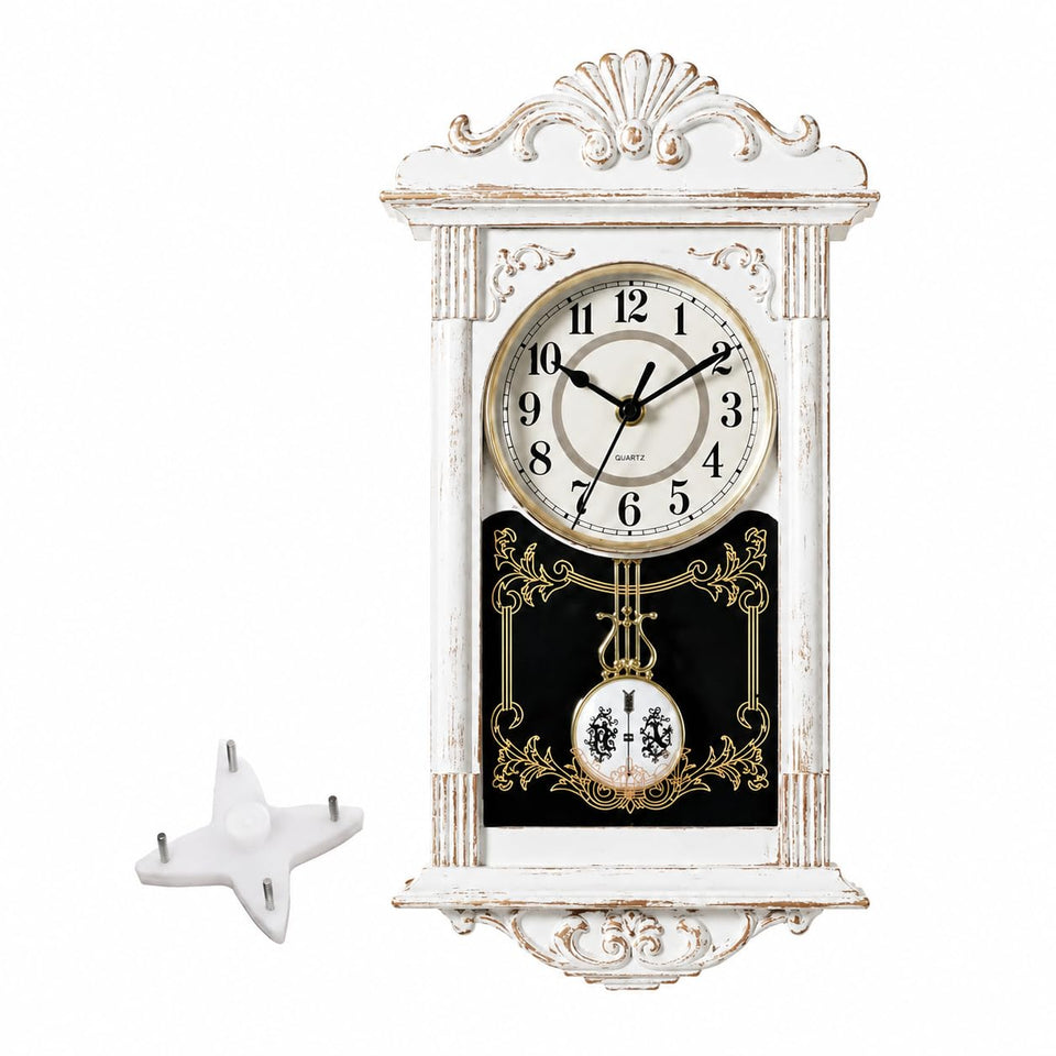 Clockswise vintage grandfather wall clock with pendulum enhances living room decor with timeless charm.