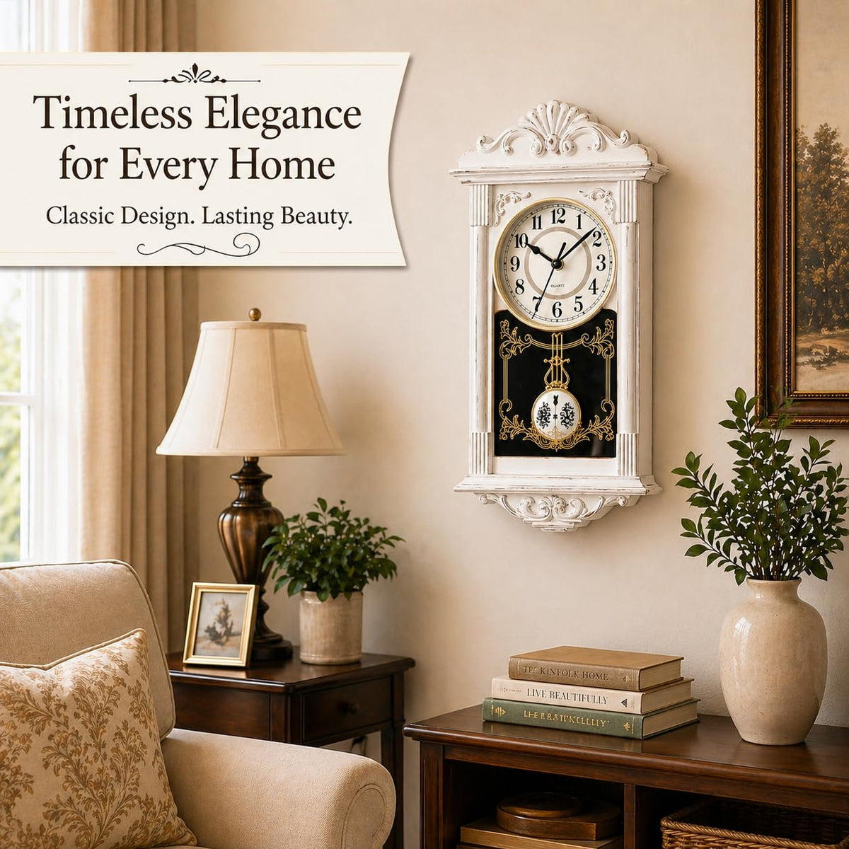 Clockswise wall clock dining kitchen white blends with dining spaces.