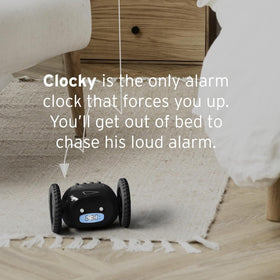 CLOCKY beside the bed prompts independent morning movement