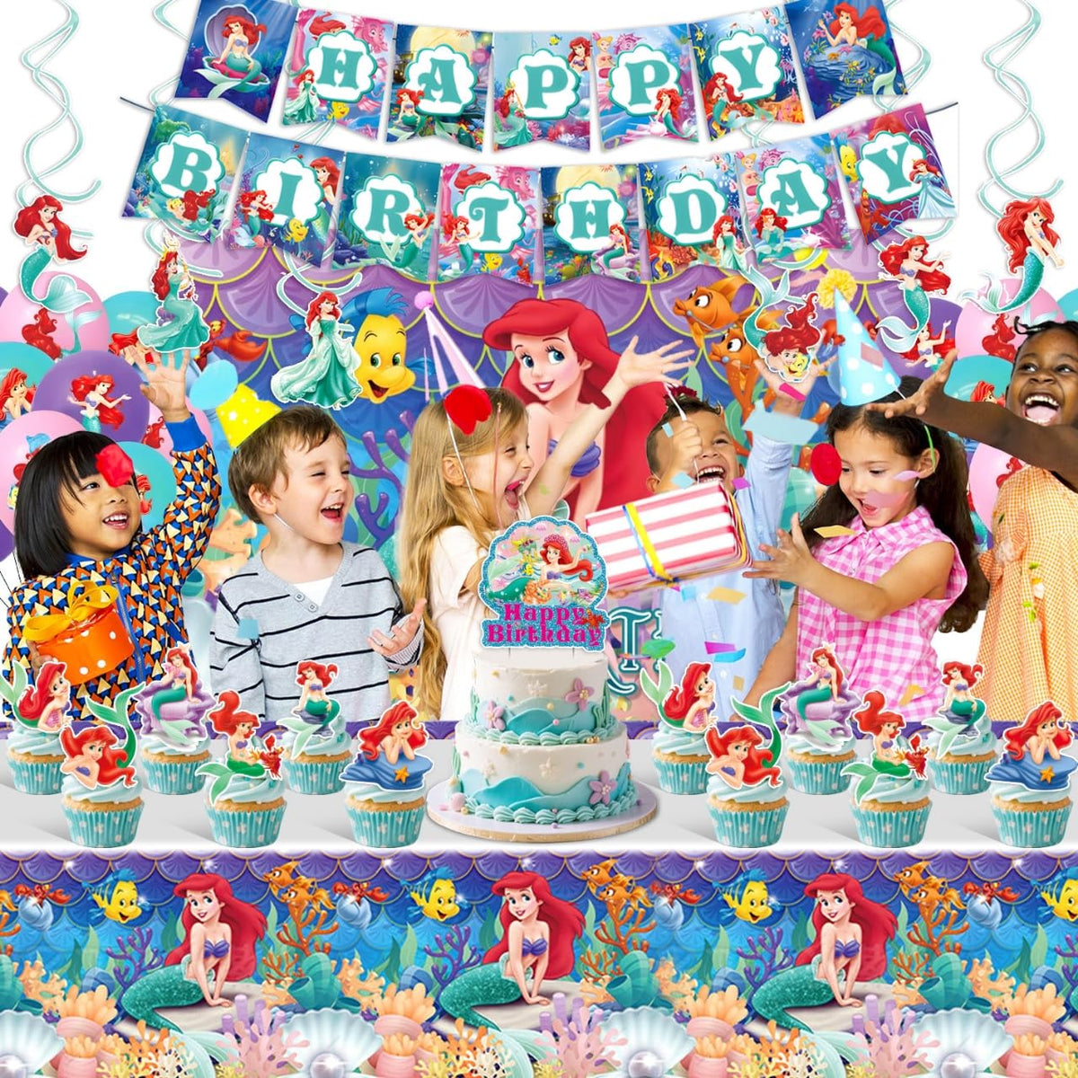 Cloira Ariel tablecloth and balloon set boosts dining decor