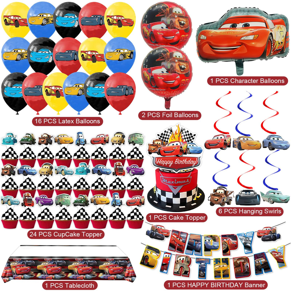 Cloira Cars balloon kit adds vibrant color and party energy.