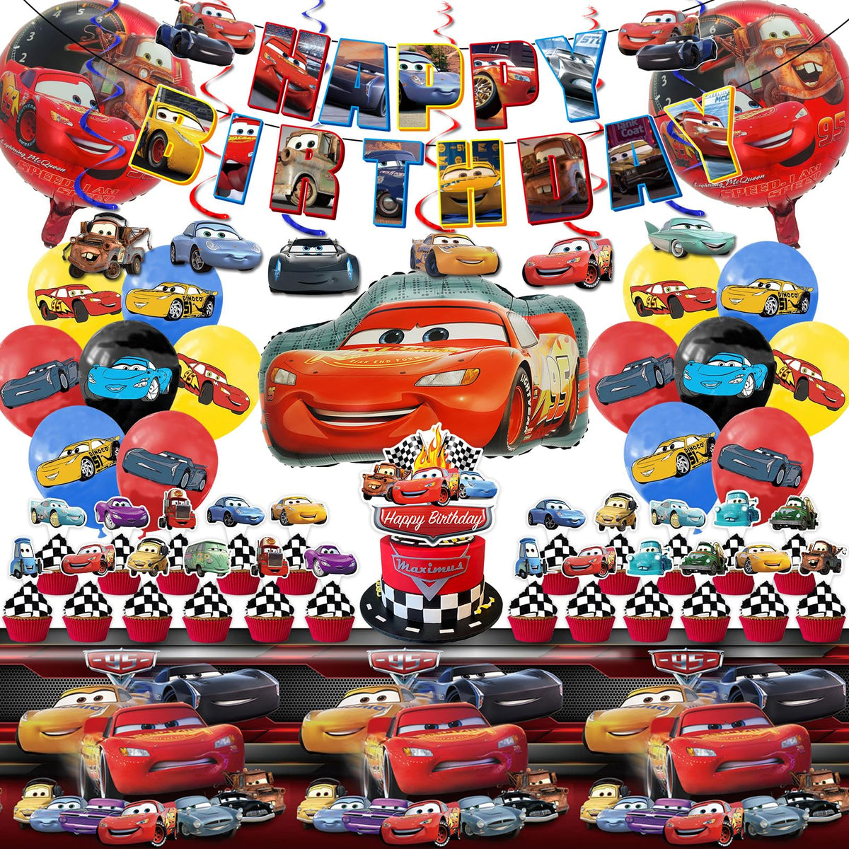 Cloira Cars banner boosts decor and photo moments at parties.