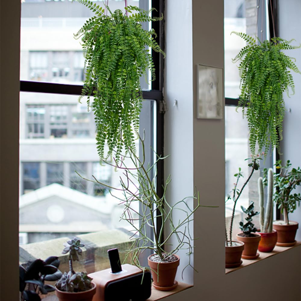 CLONG artificial ferns pack for durable outdoor porch decor.