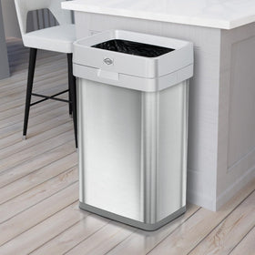 Clorox 13-gallon trash can in a commercial kitchen setting.