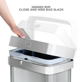 Clorox 13-gallon open-top trash can, wide mouth for quick disposal.