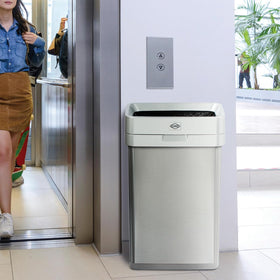 Clorox 13-gallon trash can for restrooms and offices, versatile use.