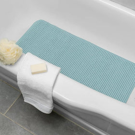 Clorox bath mat cushions feet for comfortable baths.