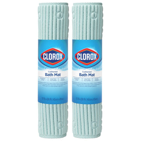 Clorox bath mat sky blue 17x36 inches provides slip-free tub use.