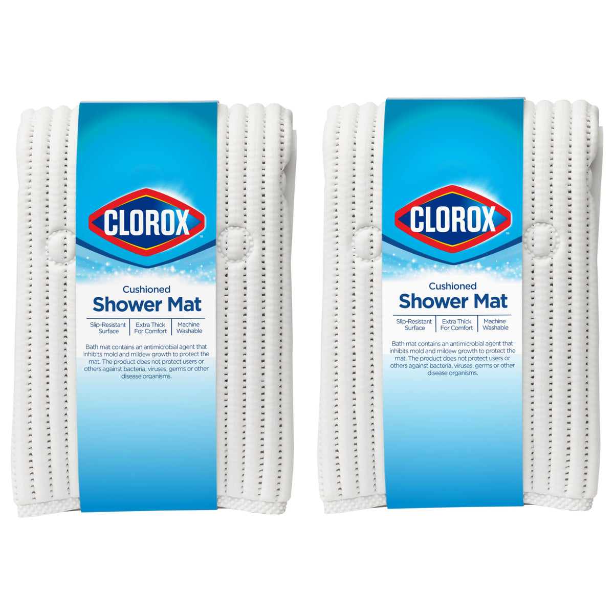 Clorox Cushioned Shower Mat with suction cups for secure tub placement.