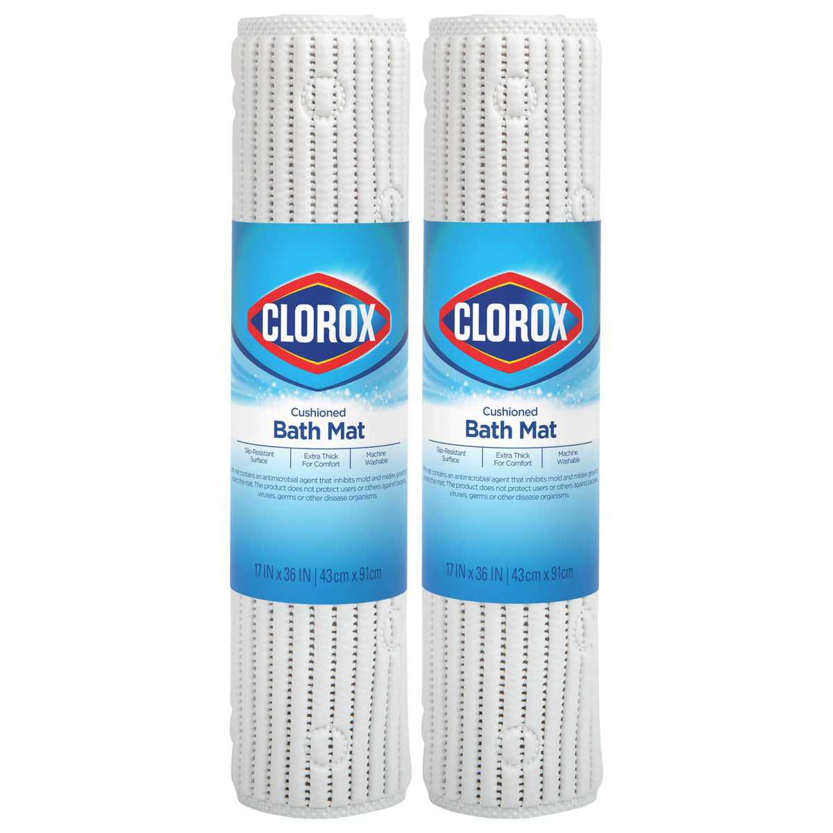 Clorox Duck Cushioned Shower Mat in tub with secure suction cups for steady footing.