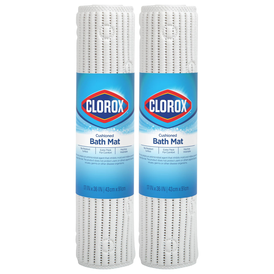Clorox Duck Cushioned Shower Mat in tub with secure suction cups for steady footing.