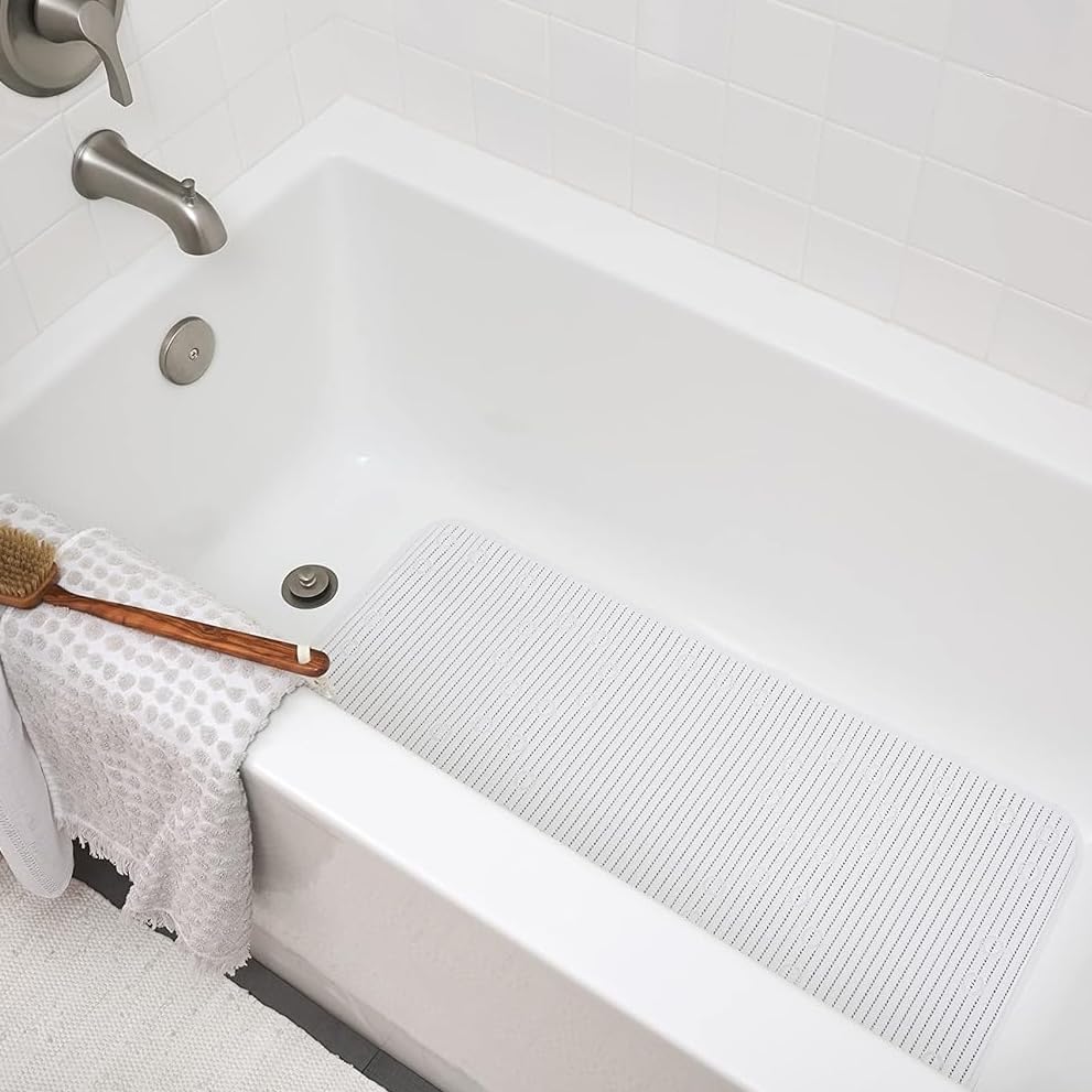Clorox Duck Cushioned Shower Mat is machine washable for easy cleaning.