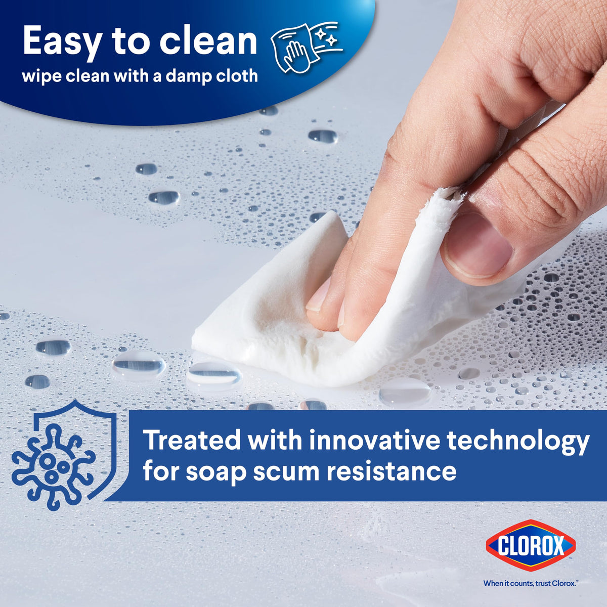 Clorox liner with metal grommets for durable, easy hook installation