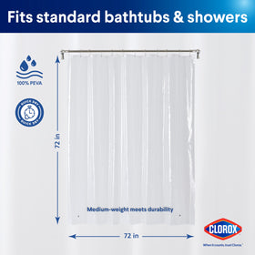 Clorox shower curtain liner frosty finish provides private shower space while resisting splashes