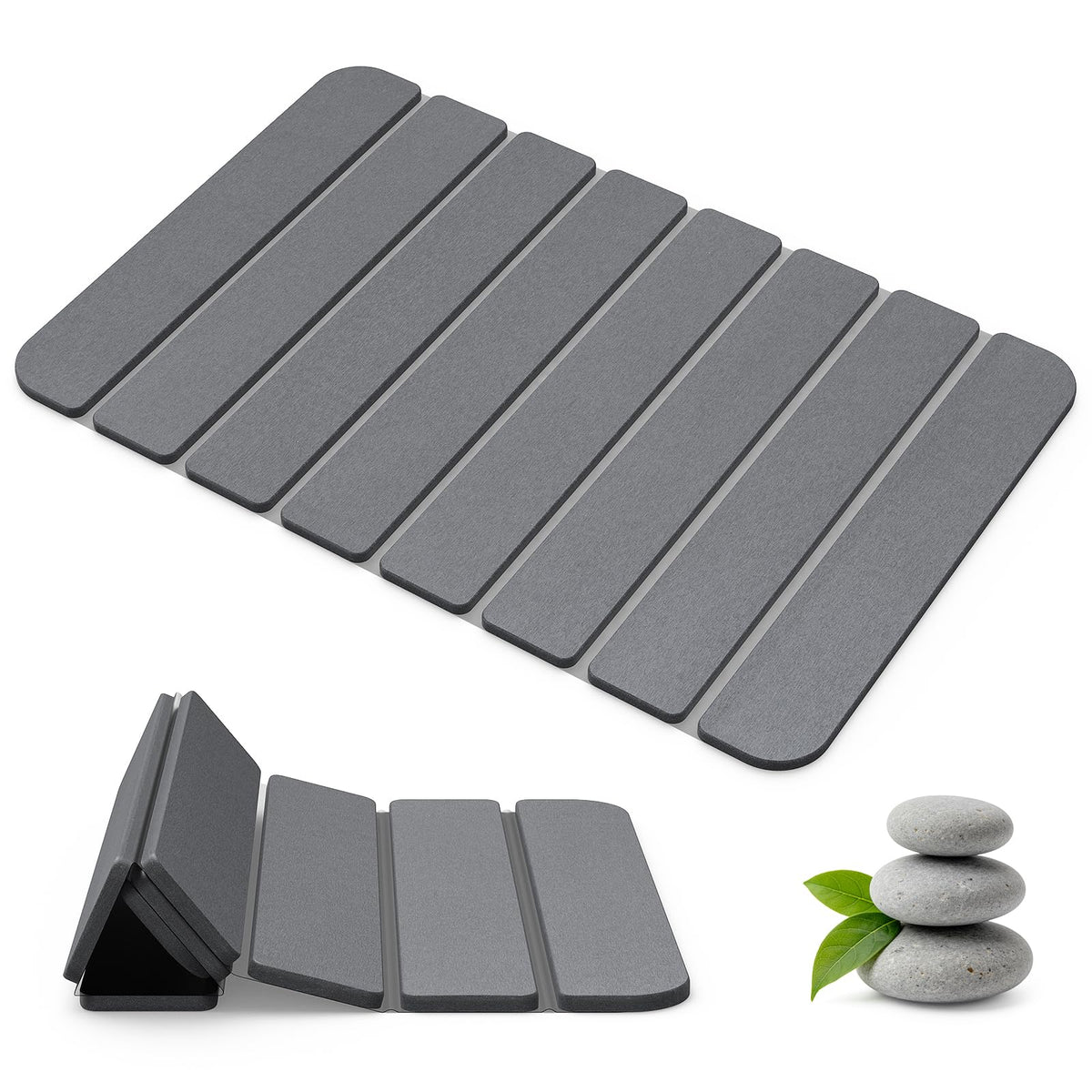Closefriend diatomaceous earth stone bath mat anti-slip surface for secure footing.