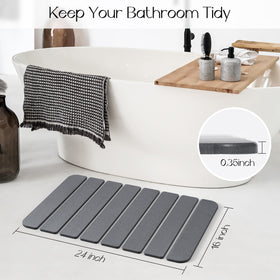 Closefriend grey stone bath mat adds a modern, minimal touch.