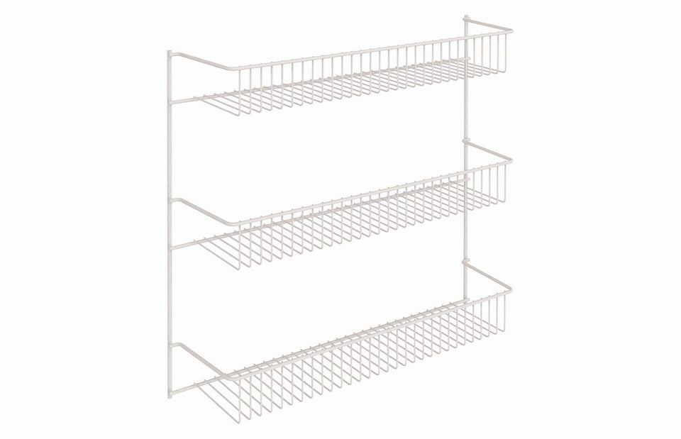 ClosetMaid 3-Tier Hanging Wall-Mounted Rack on cabinet door for spice organization