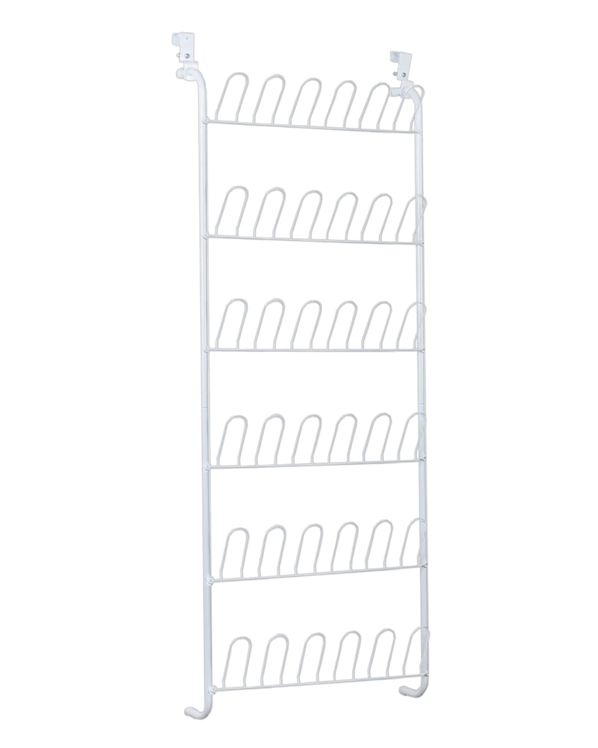 ClosetMaid 8040 over-door shoe rack front view showing 18 pairs organized