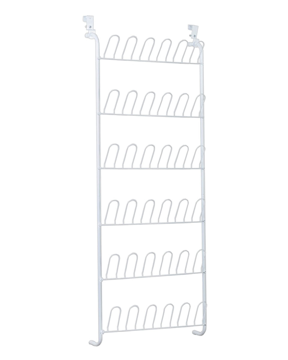 ClosetMaid 8040 over-door shoe rack front view showing 18 pairs organized