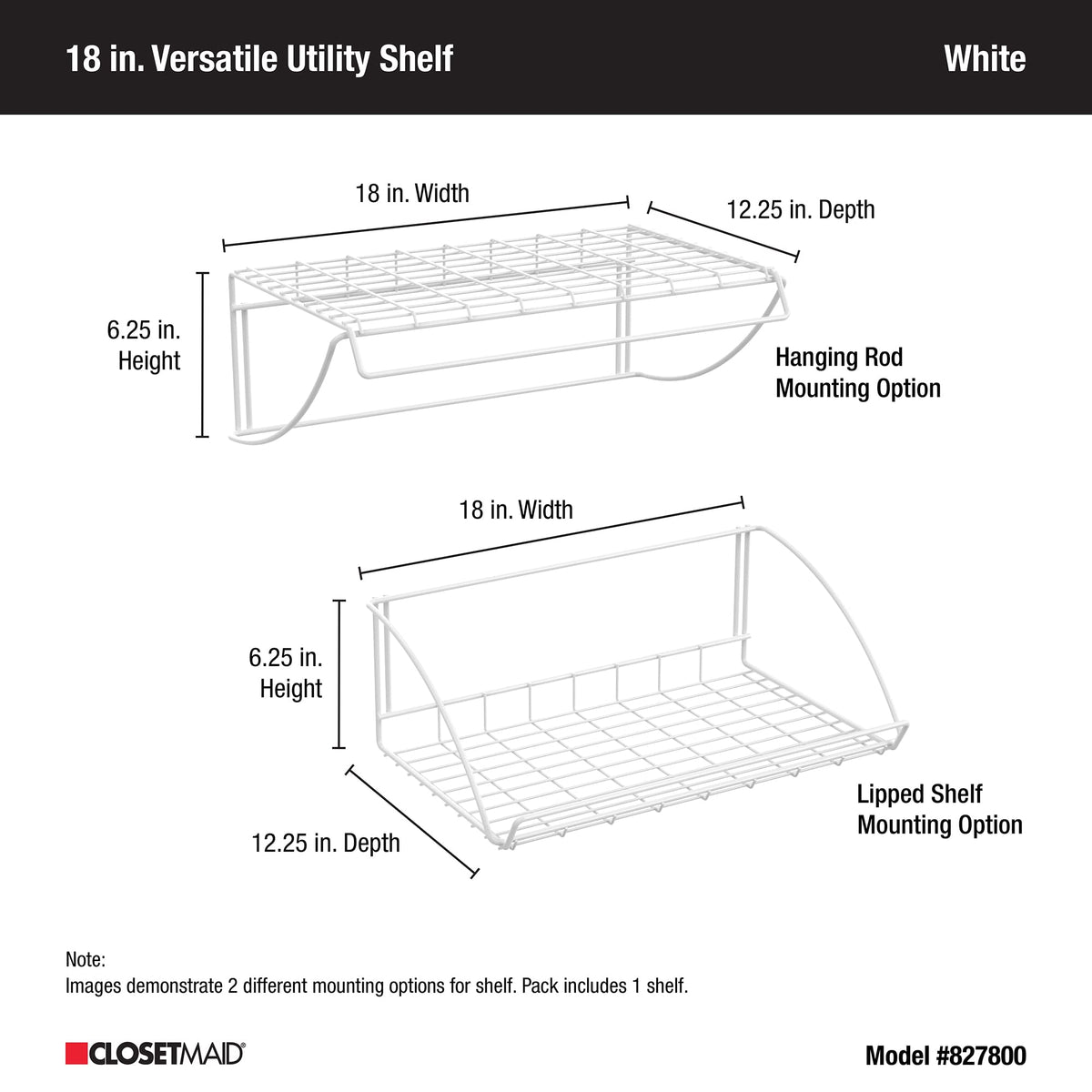 ClosetMaid 8278 installation hardware included for quick setup
