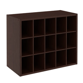 ClosetMaid 15-Cube stackable in espresso, easy assembly for tidy closets.