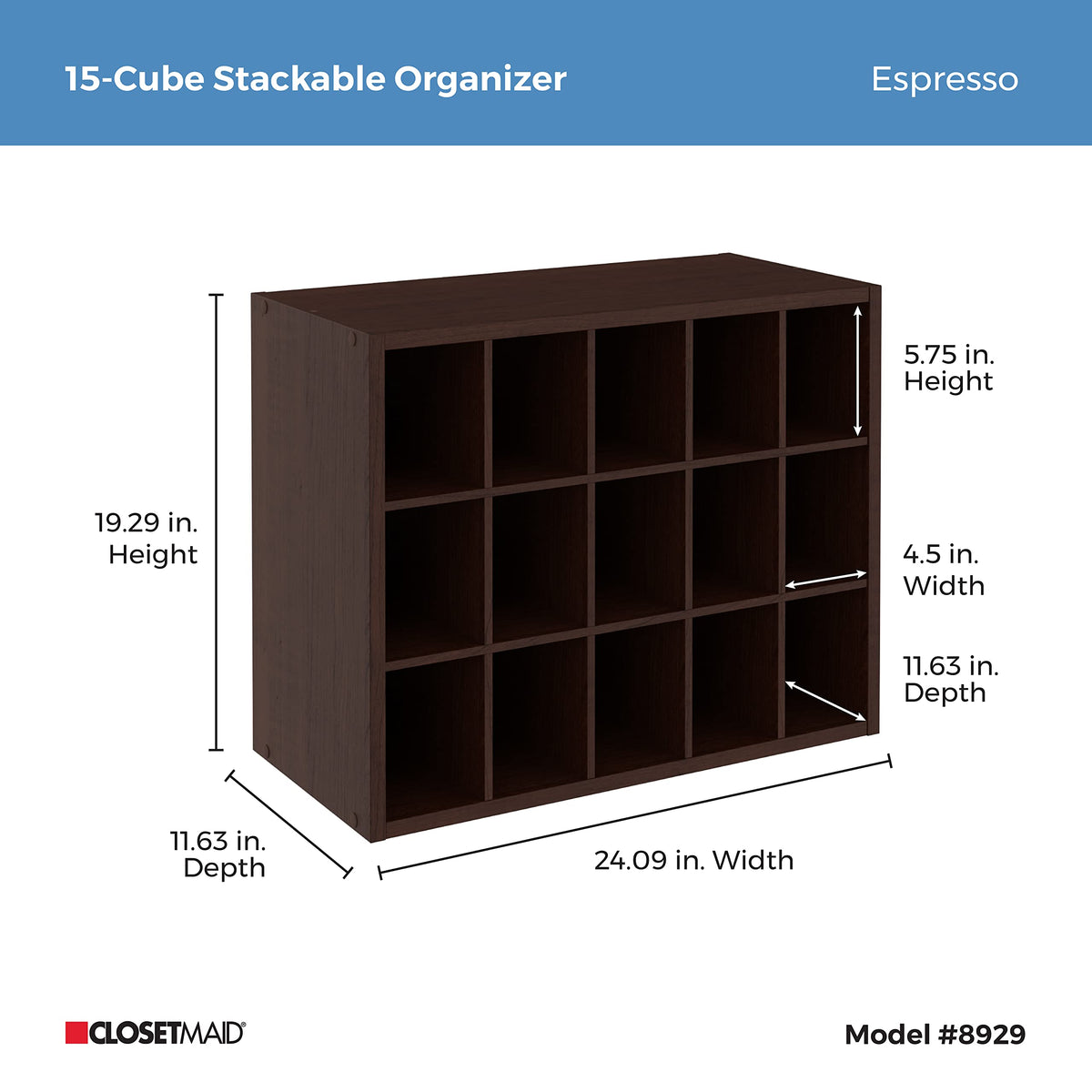 ClosetMaid stackable wall setup in closet for customizable display.