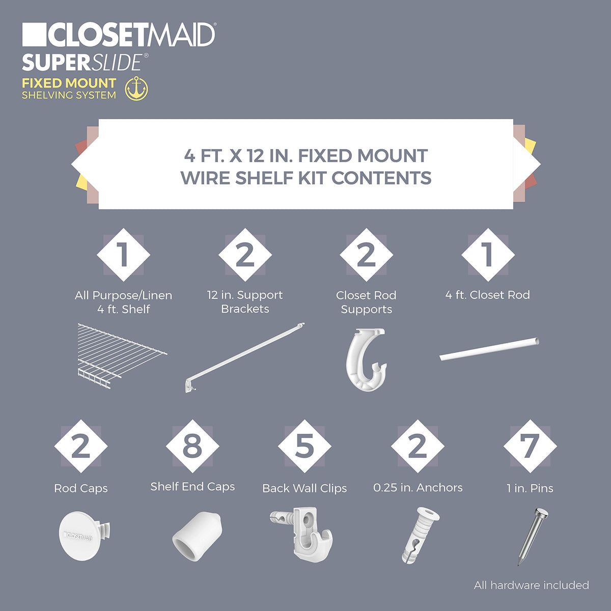 ClosetMaid SCS-certified shelf uses recycled content for an eco-friendly choice.