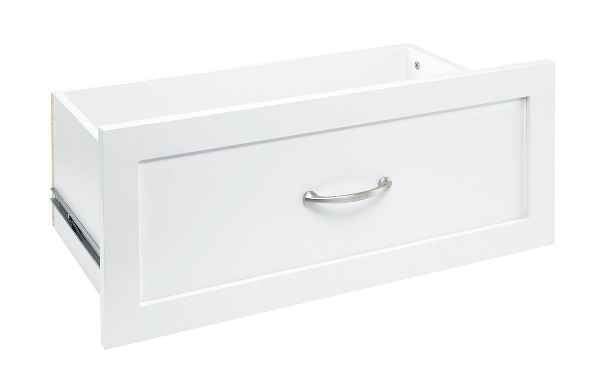 ClosetMaid SuiteSymphony drawer front highlights shaker style for organized closet spaces.