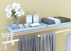ClosetMaid vinyl-coated steel construction provides durable, corrosion-resistant shelving.