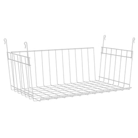 ClosetMaid wire hanging basket closeup shows durable mesh construction for storage.